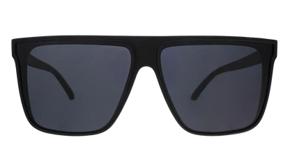 &nbsp;Black wide-fit, oversized flat-top sunglasses with black non-reflective lenses.

These amazing shades are the real deal. Super-stylish &amp; perfect for all your adventures!&nbsp; Be the envy of your friends this summer season!&nbsp;

Great sunglasses for kids (~7 years &amp; up) and adults.

POLARIZED: Glare reducing, polarized lenses with UV400 protection against UVA/UVB rays
NO Slip: Special grip coating eliminates slippage while sweating
NO Bounce: