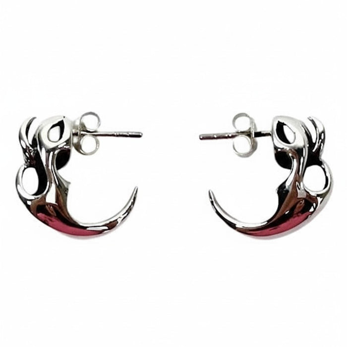 Sterling silver flame claw stud earrings front view
