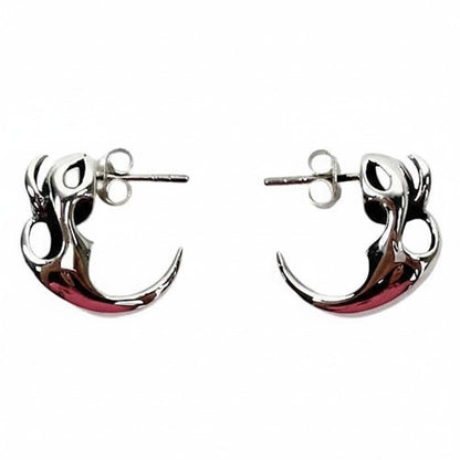 Sterling silver flame claw stud earrings front view