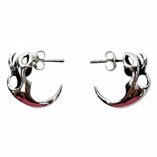Sterling silver flame claw stud earrings front view