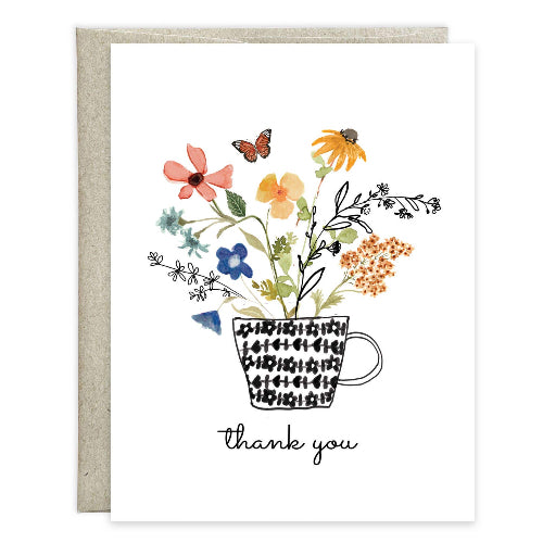 GINA B DESIGNS Box of 8 Boxed/Packaged Blank Note - Flower Tea Cup