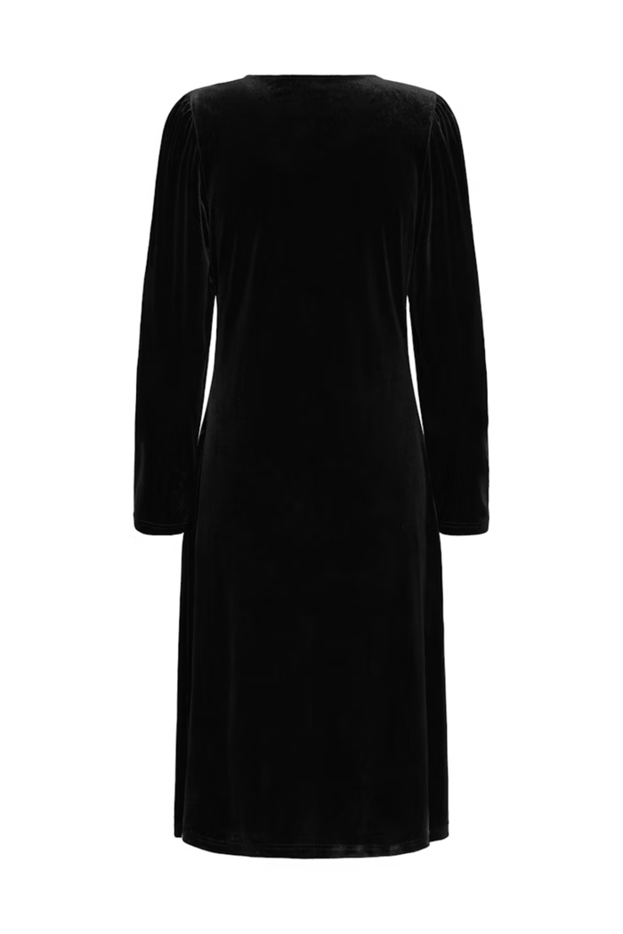Fransa 20617223 FRCASSANDRA DR 5 Velvet V - Neck Fit and Flare Dress Meteorite - Dotique - Fransa