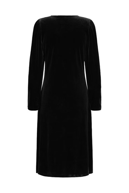 Fransa 20617223 FRCASSANDRA DR 5 Velvet V - Neck Fit and Flare Dress Meteorite - Dotique - Fransa