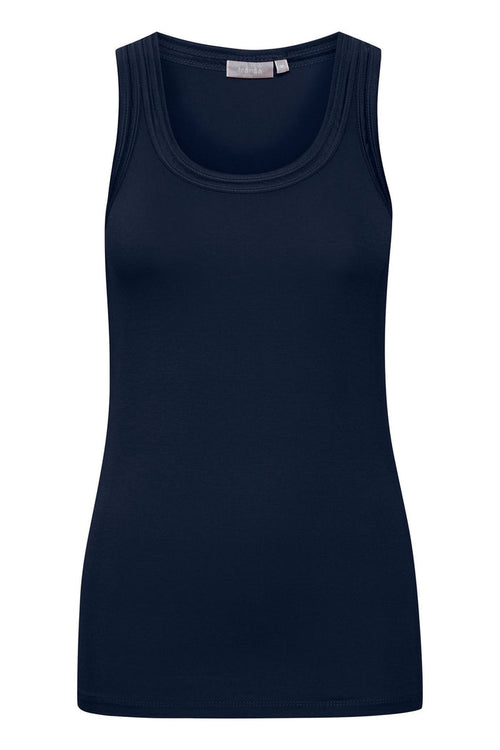 Navy blue tank top on a white background