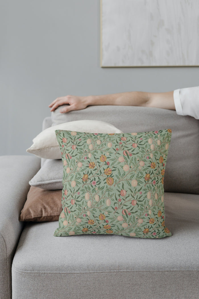 Fruit Cotton Throw Pillows William Morris Sage Green