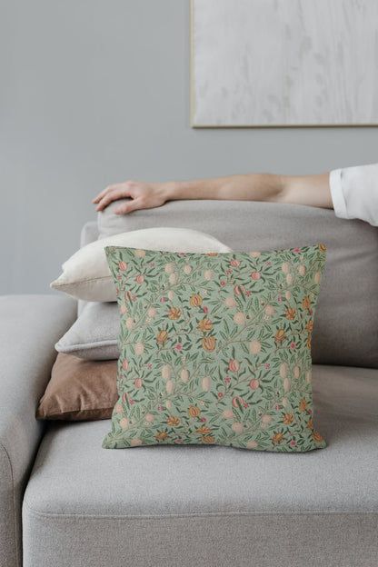 Fruit Cotton Throw Pillows William Morris Sage Green