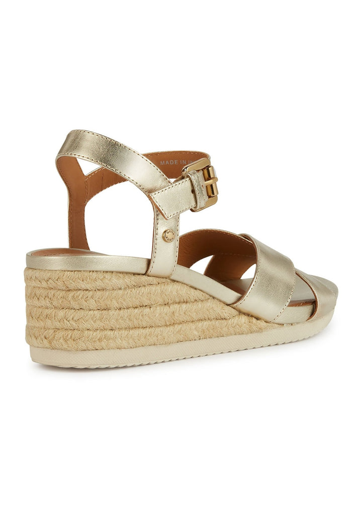 Geox Ischia Corda Light Gold Wedge Sandal - Dotique