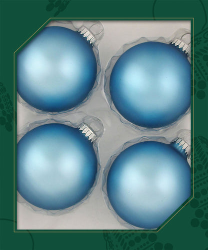 Glass Christmas Tree Ornaments - 80mm / 3.25" [4 Pieces] Designer Balls from Christmas By Krebs Seamless Hanging Holiday Decor (Alpine Velvet)
