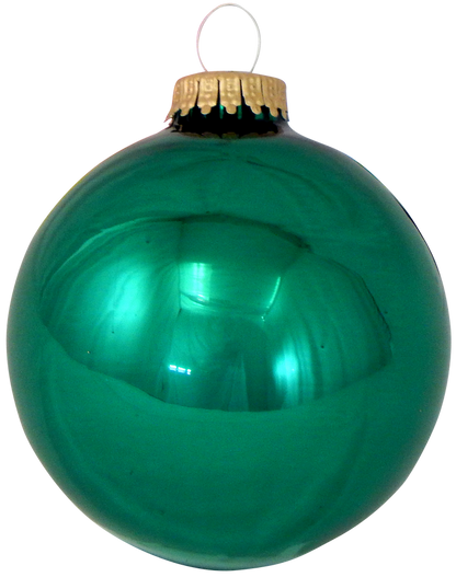 Glass Christmas Tree Ornaments - 80mm / 3.25" [4 Pieces] Designer Balls from Christmas By Krebs Seamless Hanging Holiday Decor (Emerald Green)