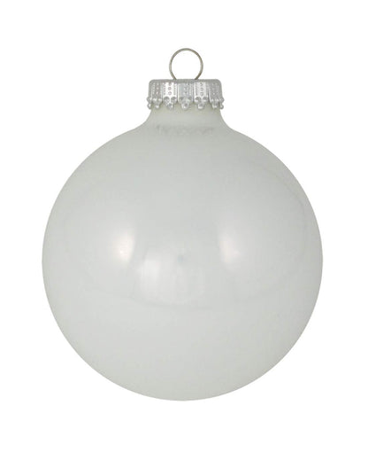 Glass Christmas Tree Ornaments - 80mm / 3.25" [4 Pieces] Designer Balls from Christmas By Krebs Seamless Hanging Holiday Decor (Porcelain White)