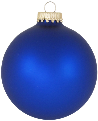Glass Christmas Tree Ornaments - 80mm / 3.25" [4 Pieces] Designer Balls from Christmas By Krebs Seamless Hanging Holiday Decor (Velvet Blue)