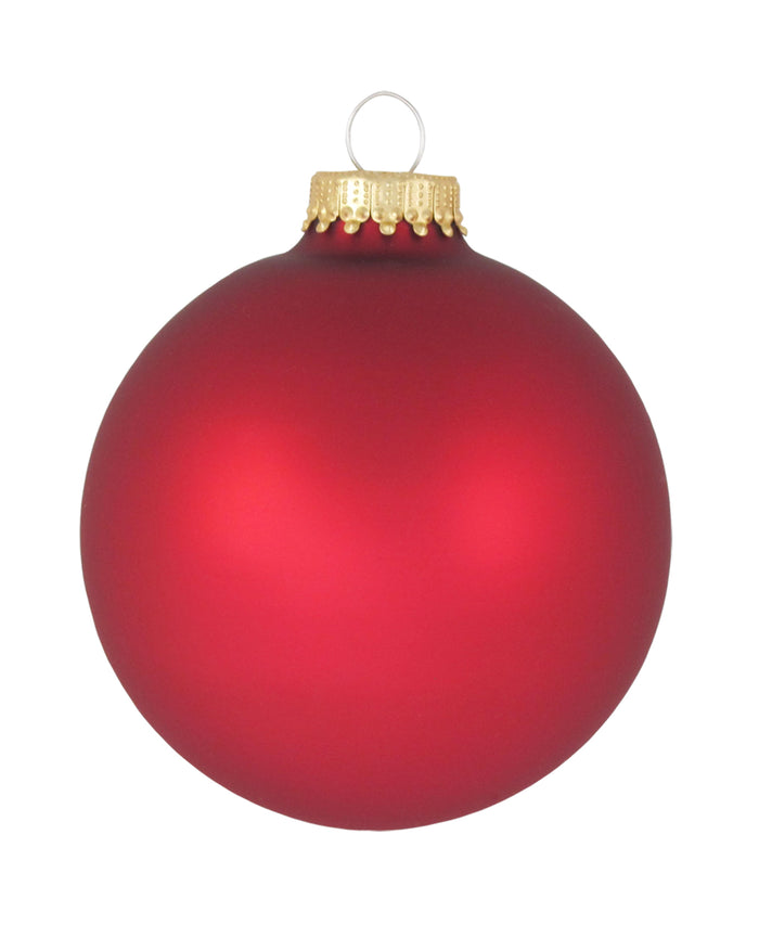 Glass Christmas Tree Ornaments - 80mm / 3.25" [4 Pieces] Designer Balls from Christmas By Krebs Seamless Hanging Holiday Decor (Red Velvet)