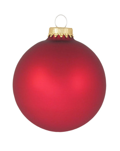 Glass Christmas Tree Ornaments - 80mm / 3.25" [4 Pieces] Designer Balls from Christmas By Krebs Seamless Hanging Holiday Decor (Red Velvet)