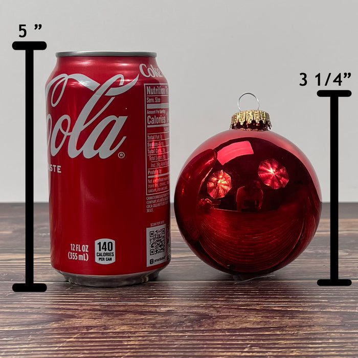 Glass Christmas Tree Ornaments - 80mm / 3.25" [4 Pieces] Designer Balls from Christmas By Krebs Seamless Hanging Holiday Decor (Christmas Red)