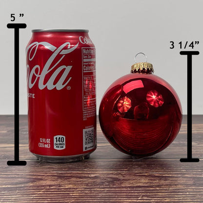 Glass Christmas Tree Ornaments - 80mm / 3.25" [4 Pieces] Designer Balls from Christmas By Krebs Seamless Hanging Holiday Decor (Christmas Red)