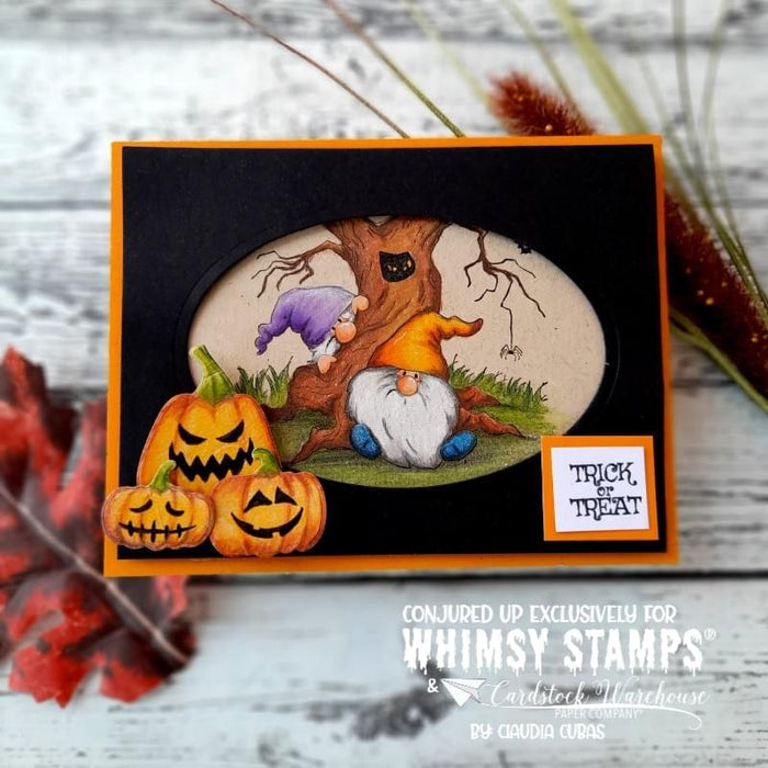 Gnome Haunted Forest Rubber Cling Stamp - Whimsy Stamps