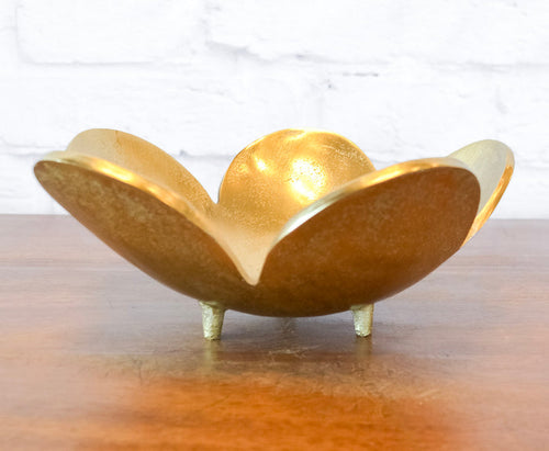 Gold Flower Aluminum Footed Bowl