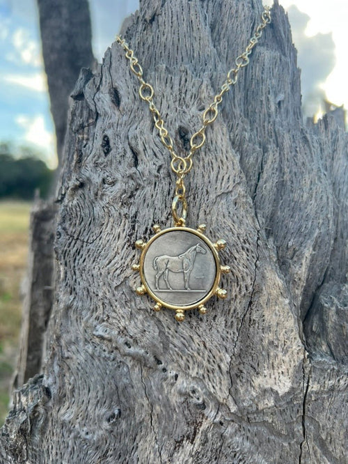 Gold Horse Coin Chain Necklace