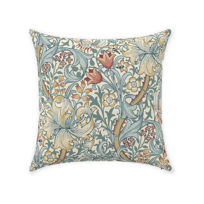 Golden Lily Cotton Pillow William Morris Slate Manilla