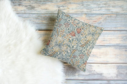 Golden Lily Cotton Pillow William Morris Slate Manilla