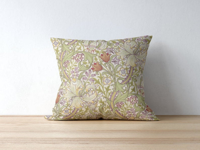 Golden Lily Outdoor Pillows William Morris Olive Russet
