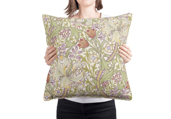 Golden Lily Outdoor Pillows William Morris Olive Russet