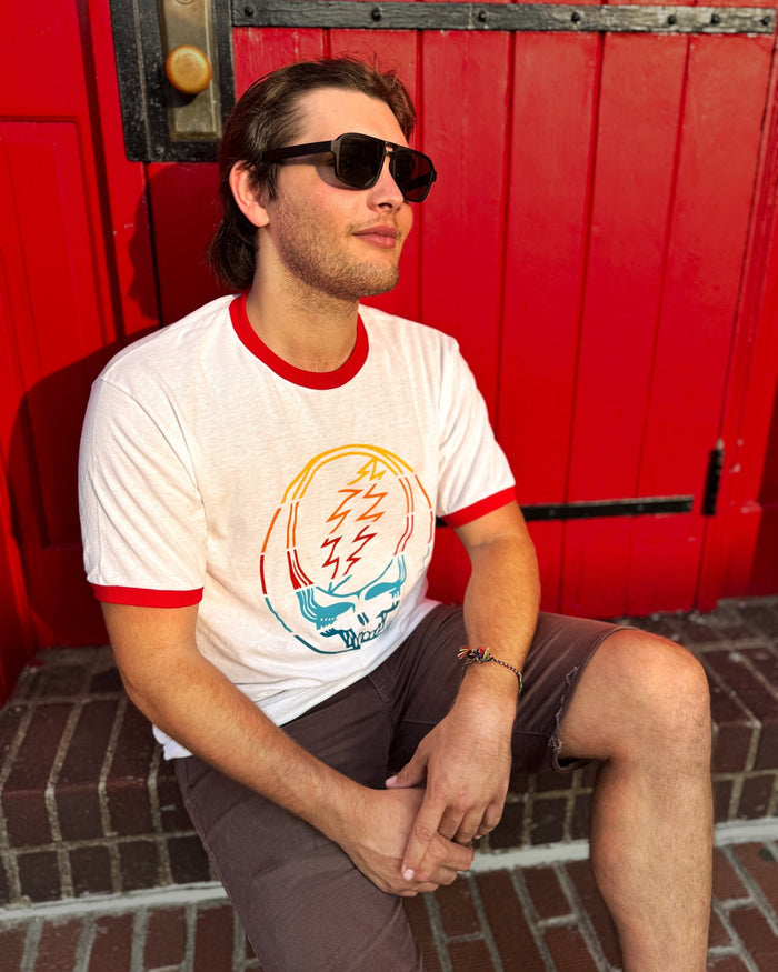 Grateful Dead Retro Stripes Stealie Ringer T