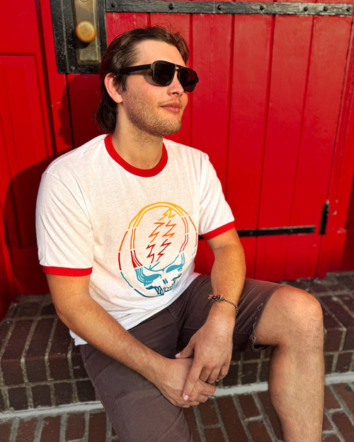 Grateful Dead Retro Stripes Stealie Ringer T