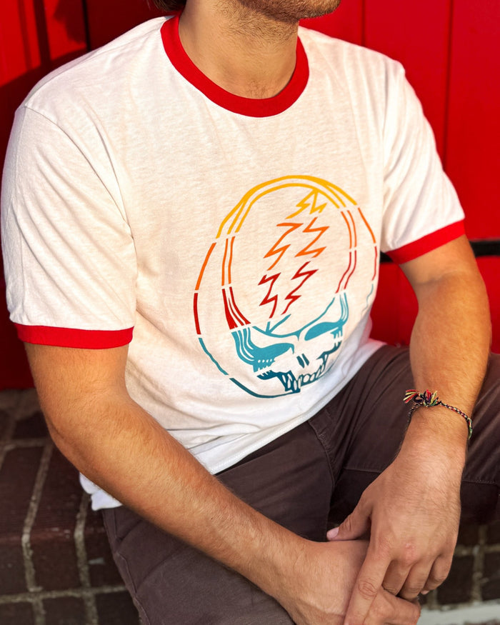Grateful Dead Retro Stripes Stealie Ringer T