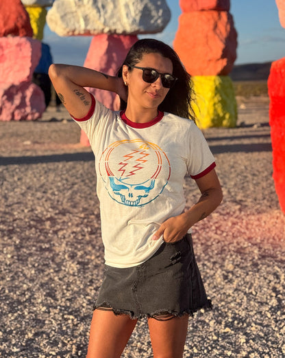 Grateful Dead Retro Stripes Stealie Ringer T