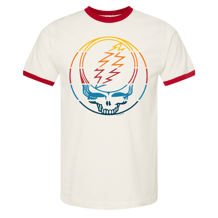 Grateful Dead Retro Stripes Stealie Ringer T