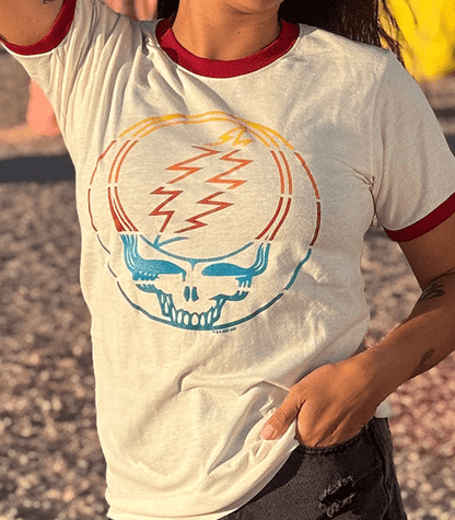 Grateful Dead Retro Stripes Stealie Ringer T