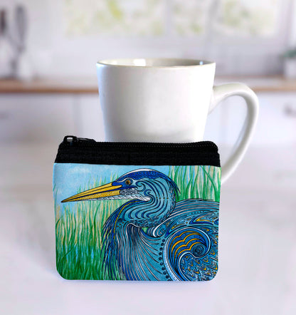 Great Blue Heron Coin Bag