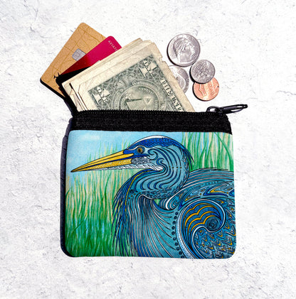 Great Blue Heron Coin Bag