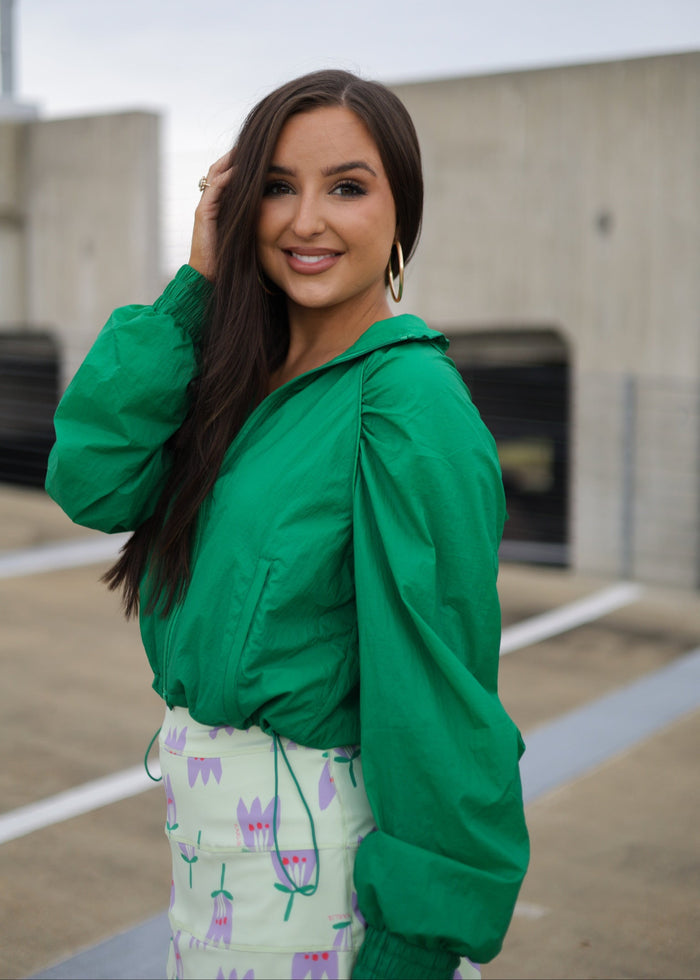Green Sport Zip Jacket with Hood
