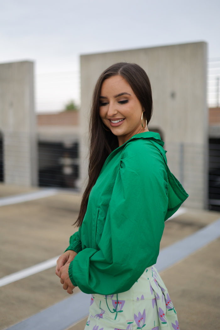 Green Sport Zip Jacket with Hood