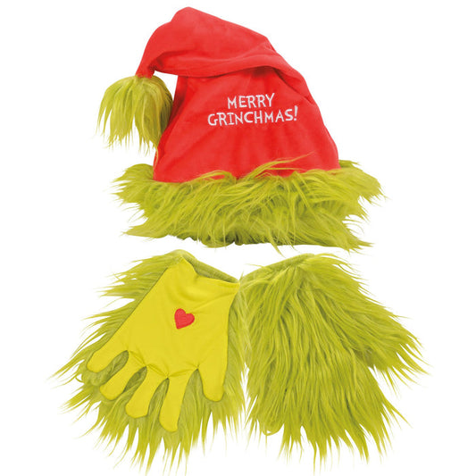 Grinch Santa Hat & Gloves st/2