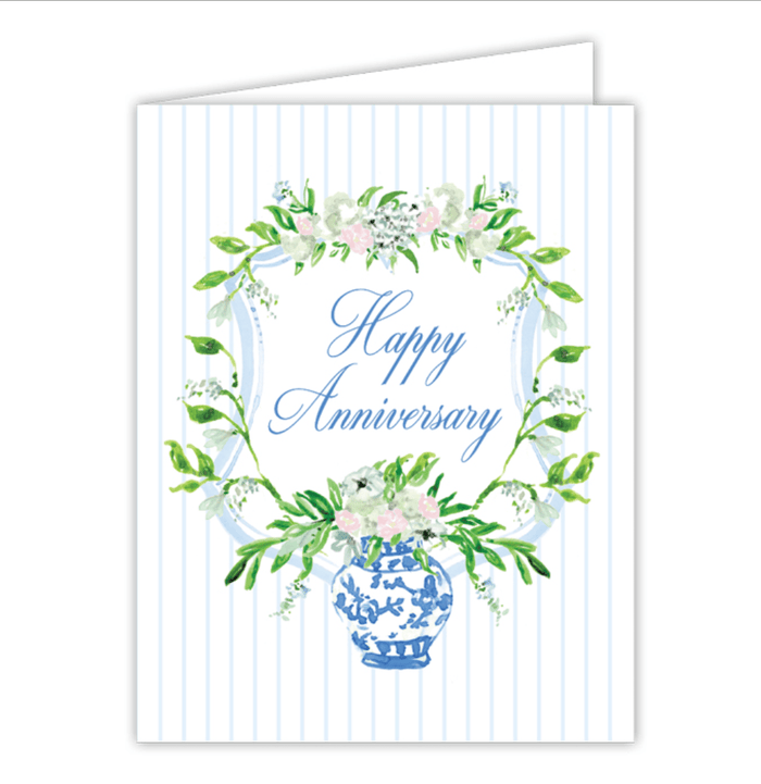 Rosanne Beck Greeting Cards Happy Anniversary Wreath Chinoiserie