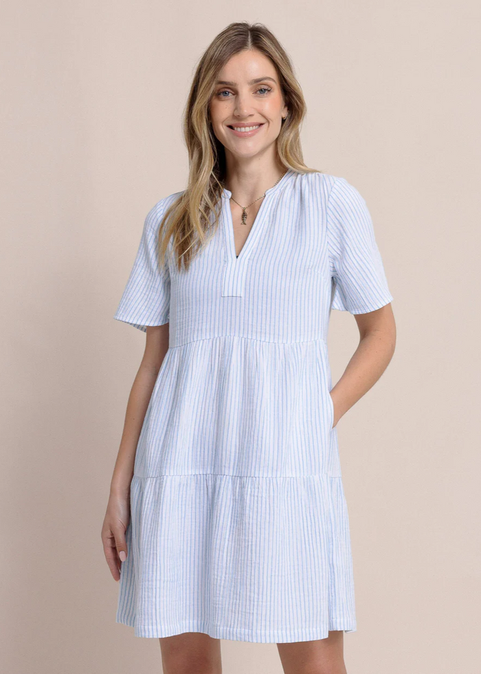 Harper Short Sleeve Dress by Southern Tide - Boat Blue Stripe