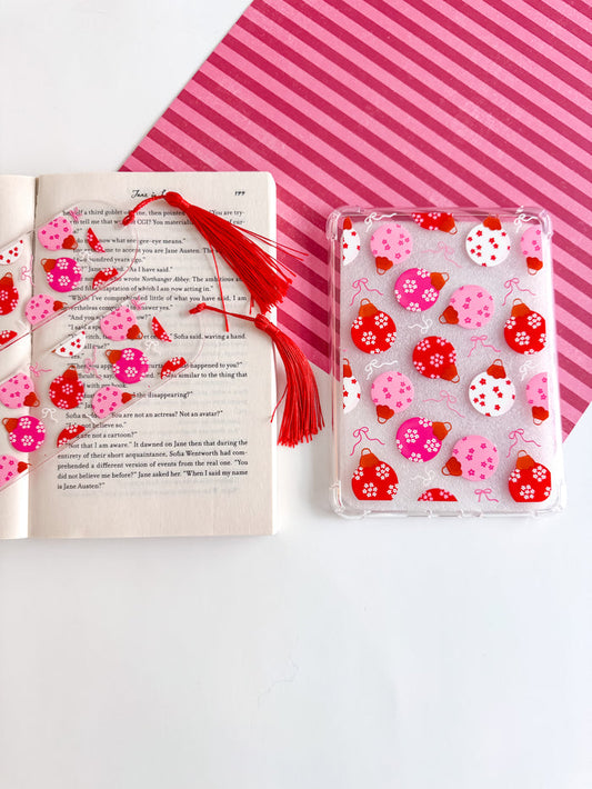 Holiday Ornaments and Bows E Reader Case and/or Bookmark [Combined Listing]