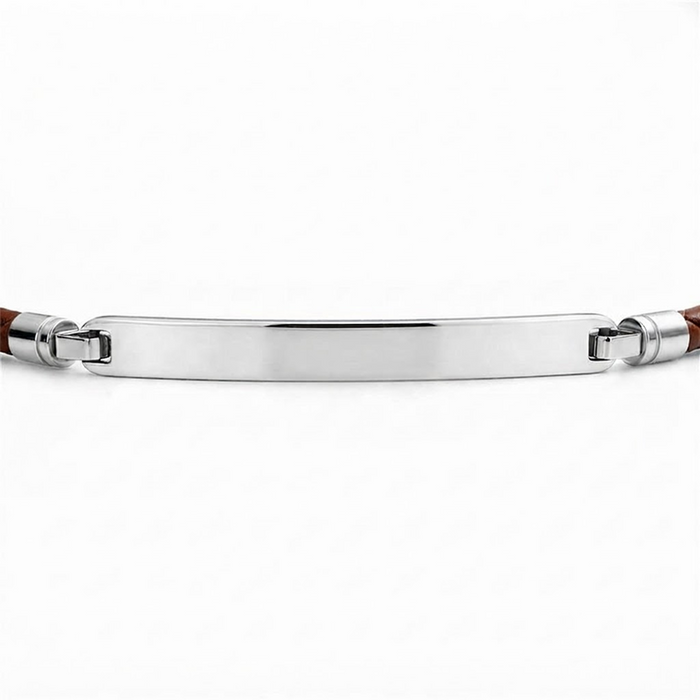 ID Armkette Leder Braun Silber