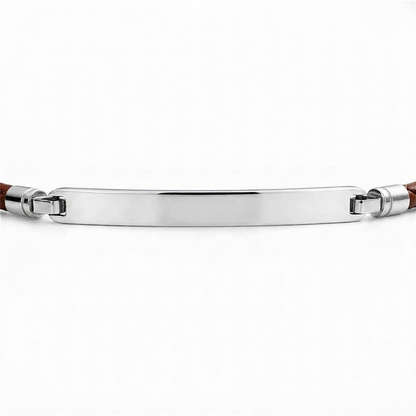 ID Armkette Leder Braun Silber