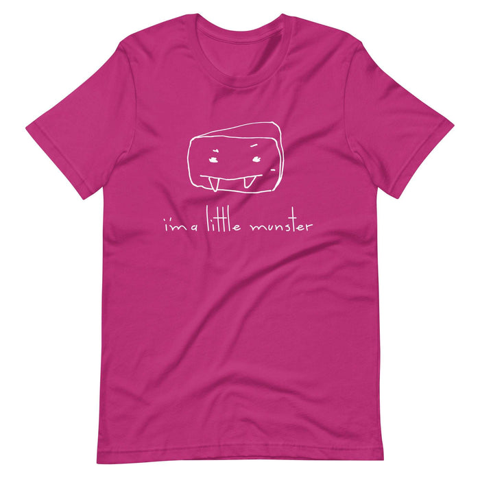 "I'm a Little Munster" adult unisex t-shirt with playful design, soft cotton fabric.