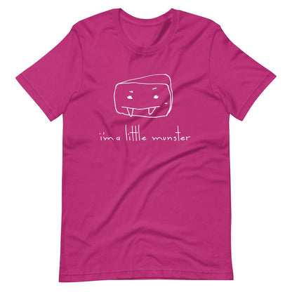 "I'm a Little Munster" adult unisex t-shirt with playful design, soft cotton fabric.