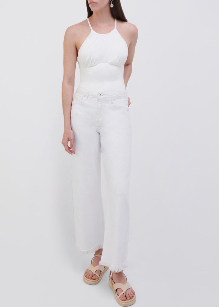 Jude High Rise Wide Crop (Distressed White)