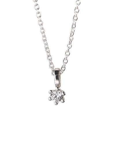 Diamanthalsband med rund briljantslipad diamant 0,10 ct i silverkedja.