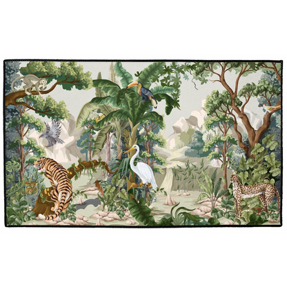 Jungle Indoor/Outdoor Floor Mat Tropical Tiger Toucan