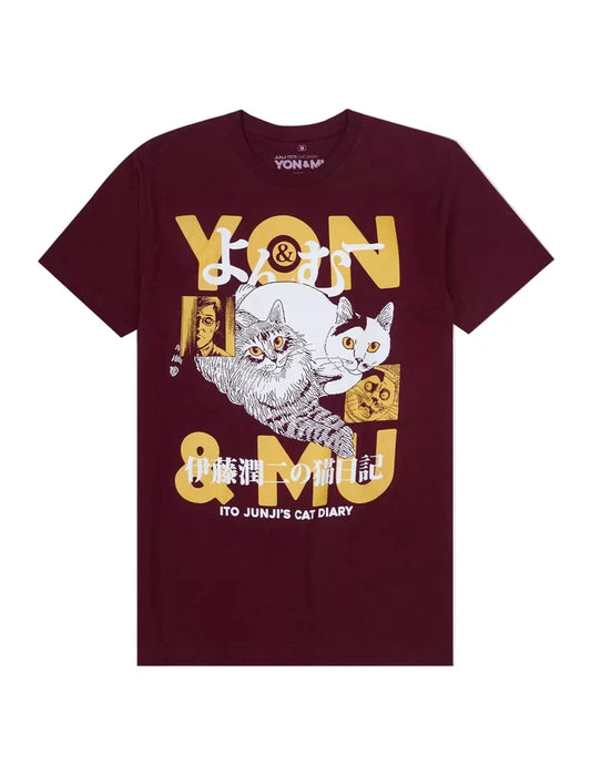 Junji Ito’s Cat Diary Yon & Mu Portrait Short Sleeve T-Shirt