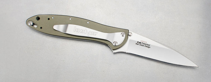 Kershaw Leek Olive Spring Assisted Knife (3" Bead Blast Plain) 1660OL - GearBarrel.com