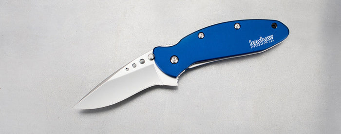Kershaw Scallion Navy Blue Spring Assisted Knife (2.25" Bead Plain) 1620NB - GearBarrel.com